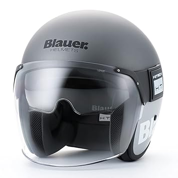Steelbird Blauer Pod Classic ISI/ECE Certified Open Face Helmet Fitted with Inner Smoke Sun Shield and Outer Clear Visor (Large 600 MM, Matt Titanium Grey)