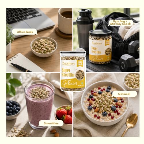 Image of Zucchero Premium Seed Mix - 6 in 1 Super Mix (1 kg) | Healthy Diet Snack | Omega-3 | Hi-Protein | Hi-Fibre | Chia, Pumpkin, Sunflower, Watermelon, Sesame, Flax | 100% Natural | Lab Tested