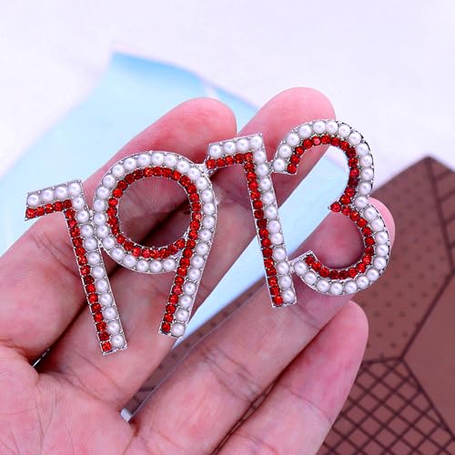 Image of Soror Organization Pearl 1913 DST Brooch Pin for Women Sorority Gift Greek Sorority Brooches for Clothing Bag