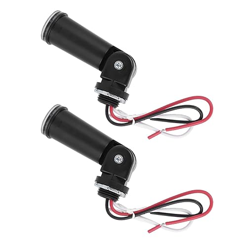 Paquete de 2 sensores fotoeléctricos para exteriores, interruptor de sensor de luz fotocélula de 120 V CA, control de iluminación de conducto de