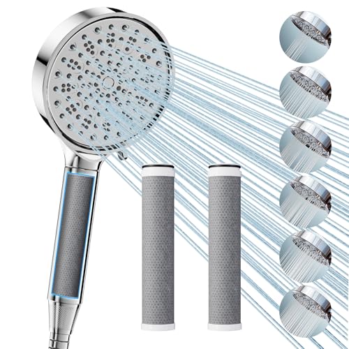 Cobbe Filter Duschkopf mit Schlauch, Handbrause mit 3 Carbon Duschfilter, Duschbrause mit 6 Strahlarten, Hochdruck Sparduschkopf mit Filter Gegen Kalk für Hartes Wasser, 99% des Chlors entfernen