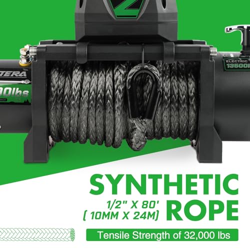 ZOSTERA Guincho de 6,123 kg à prova d'água com corda sintética preta elétrica de 12 V, com 2 contro
