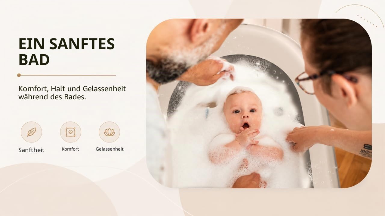 Faltbare Babybadewanne mit Ständer aus Stahl, integriertes Thermometer, ergonomisches Kissen und Ablaufschlauch – Baby Delfin – kompakt und tragbar, 0 – 3 Jahre, Grau