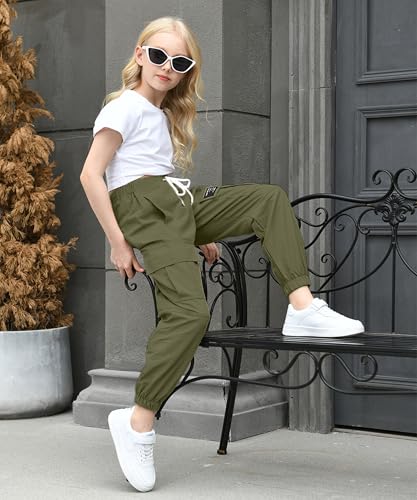Image of AOWKULAE Girls & Women's Casual Cargo Jogger Pants, 6 Years - Women 3XL