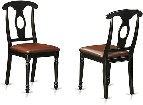 Miniatura 3 de East West Furniture El juego de habitación ANKE3-BLK-LC de 3 piezas contiene una mesa de cocina redonda con pedestal y 2 sillas de comedor tapizadas