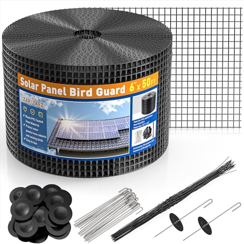 Zapstarz 6 inch x 50ft Solar Panel Bird Guard, Wire Mesh Critter Guard for Solar Panels with 50pcs...