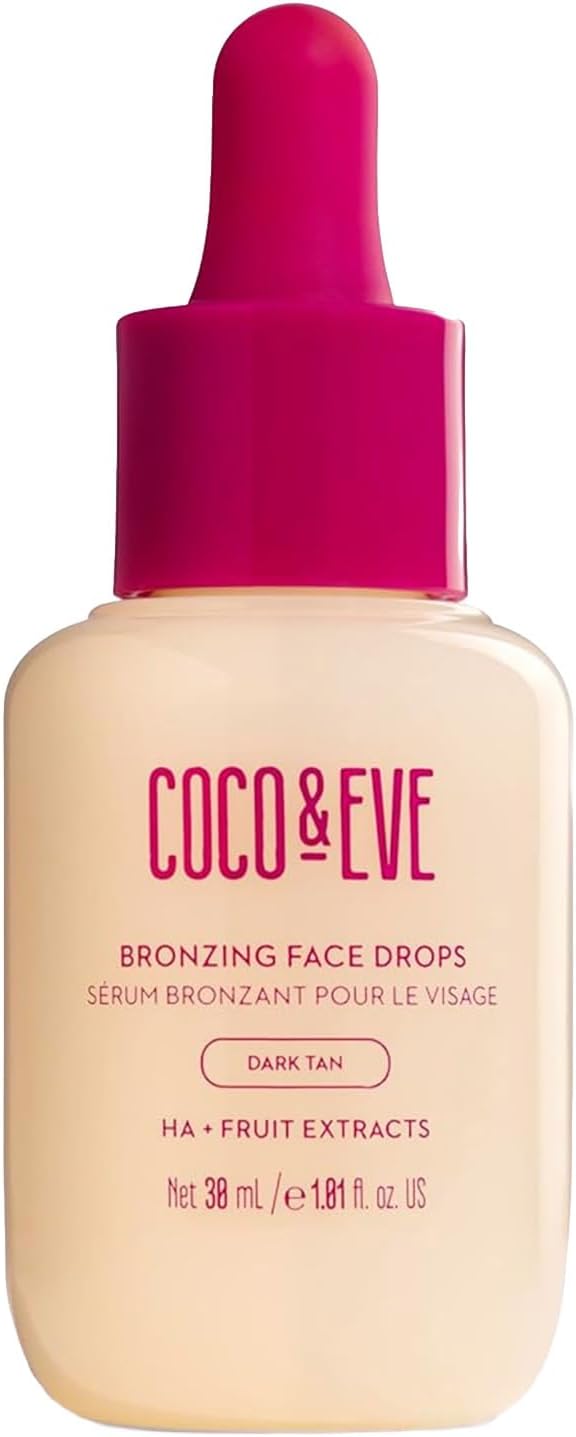 Self Tanning Drops (Dark) - Customizable Gradual Face Tanner, Hydrating Bronzing Drops with Hyaluronic Acid for a Natural, Glowing Sunless Tan, Vegan, Cruelty Free | 1 Fl Oz
