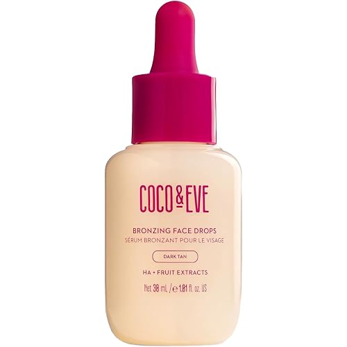 Coco & Eve Self Tanning Drops (Dark) - Customizable Gradual Face Tanner, Hydrating Bronzing Drops with Hyaluronic Acid for a Natural, Glowing Sunless Tan, Vegan, Cruelty Free | 1 Fl Oz