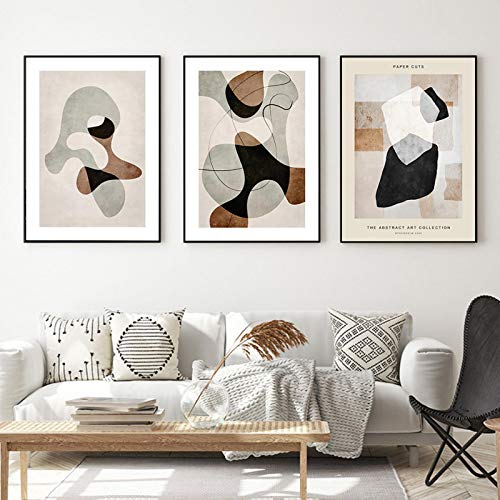 Tableau toile scandinave 3 pièces 60x90cm sans cadre pour salon