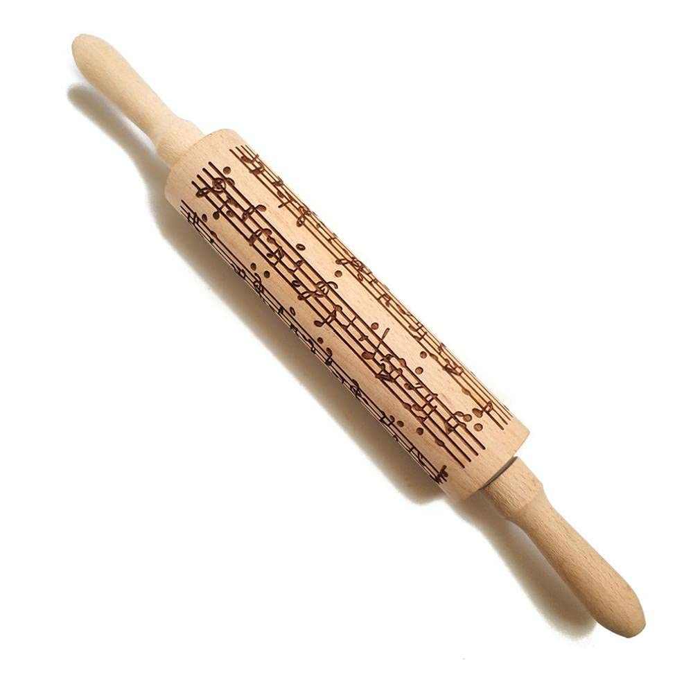 Nudelholz, 2pc Rolling Pins Pin Musical Notes Holz Präge Werkzeug