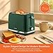 Innoteck Kitchen Pro 2 Slice Toaster - Green Ridged Textured Body and Stainless-Steel Mechanism - 7 browning controls Including Defrost, Reheat & Cancel Functions - Making the Toast Quickly & Evenly