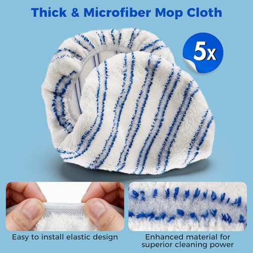 Masthome Extra Large Microfiber Mop for Floor Cleaning, 16“ Flat Mop with 5 Pad for Wet & Dry Use, Dust Mop for Hardwood Laminate Tile Ceramic, 1 Cleaning Scraper Included-Blue by Masthome - Image 4