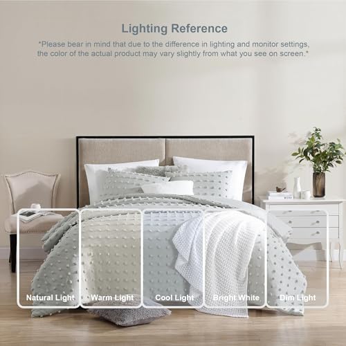 Image of Swift Home Full /Queen Gray Comforter Set - Decorative Tufted Pom Poms Bedding Set - 3 Pieces Bed Linen, 1 Comforter and 2 Pillow Shams