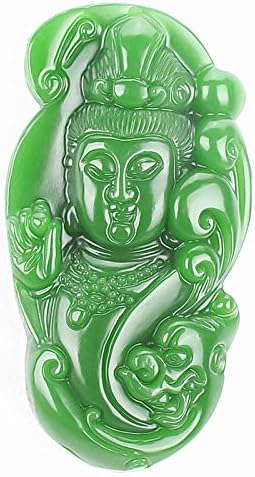 Carved Guanyin Jade Pendant Natural Chinese Green Beads Necklace Charm Jadeite Jewellery Fashion Lucky Man Woman Amulet Gifts