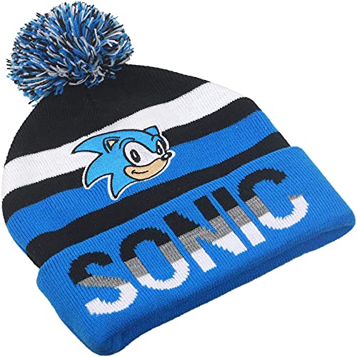 Concept One Herren Sega Sonic The Hedgehog Men's Cuffed Knit with Pom, Blue, One Size Beanie-Mtze, blau, Einheitsgröße