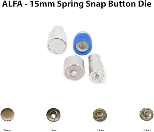 Miniatura 3 de Troqueles de cierre de botón a presión de metal redondo de 0.394 in, 0.492 in y 0.591 in para botón de presión, 3 juegos de troqueles de botón a