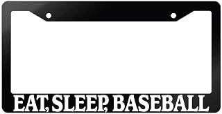 License Frame Glossy Black Eat, Sleep, Baseball 698 Corrosion-Resistant License Holder Classic Decorative Design Durable Registration Number Frame Timeless Style