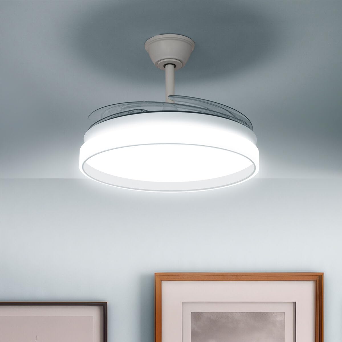 InnovaGoods Ventilatore da Soffitto con Luce LED e 4 Pale Retrattili Keteez Bianco 72 W Ø49-104 cm