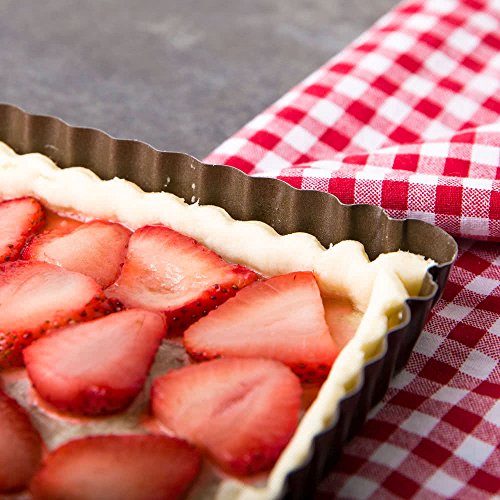 14.4 Inches Removable Loose Bottom Non-Stick Rectangle Tart Pan - 14.4" x 5.9" x 1.2"
