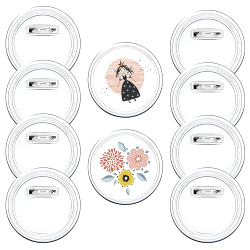 10PCS Clear Acrylic Picture Button Pin, Photo Buttons for Pictures, 2.32 Inch Clear Pins for Children Paper Craft Activity, DIY Photo Acrylic Button Buckle