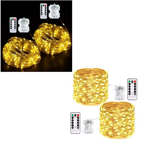 Cadena de luces con batería 2 pack impermeable