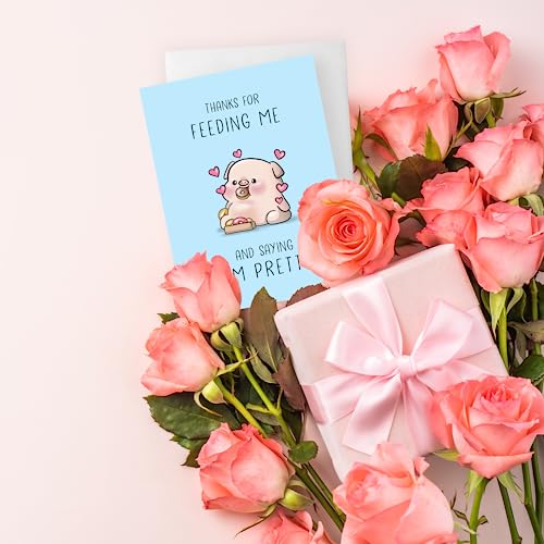 Aly Lou Foodie Anniversary Card, Birthday Card For Her Him/Girlfriend Wife/Husband Boyfriend, Friendship Thank You Kawaii Greeting Card (Thanks For Feeding Me ...) #TOP3