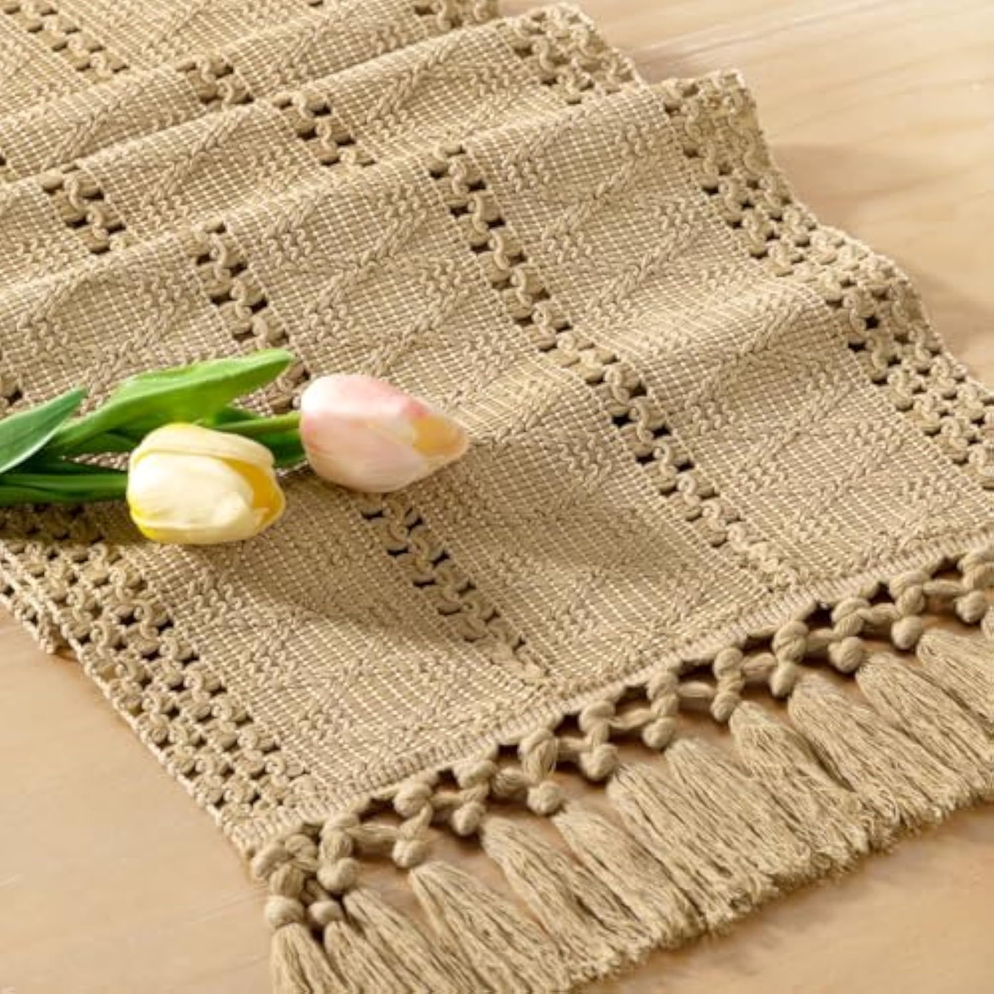 Boho Table Runner Fall Farmhouse Rustic Dresser Scarf