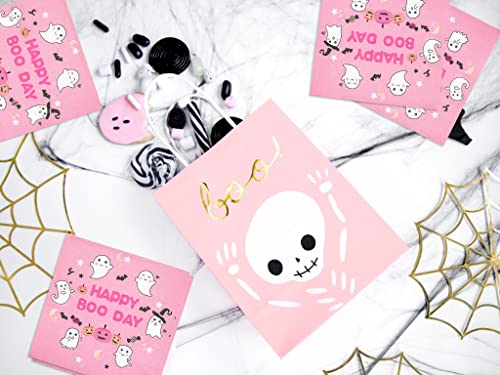 Happy Boo Day Napkins, Girl Pink Halloween Birthday Napkins,Pastel Halloween Birthday Party Decorations,Pink Girl Halloween Birthday Party Decorations,Happy Boo Day Party Decorations(5 X 5 In,50-Pack) #TOP3