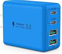 Vista 12 de SCCVEE Cargador de pared USB C, 40 W, 4 puertos USB C, bloque de carga rápida, doble puerto PD+QC, enchufe de pared multipuerto tipo C para iPhone