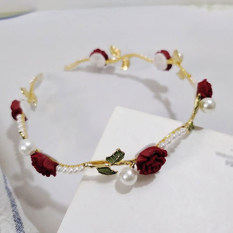 Miniatura 3 de Walnut Diadema de perlas de rosa para verano, estilo francés, retro, tocado, diadema para el cabello, accesorios para el cabello de boda