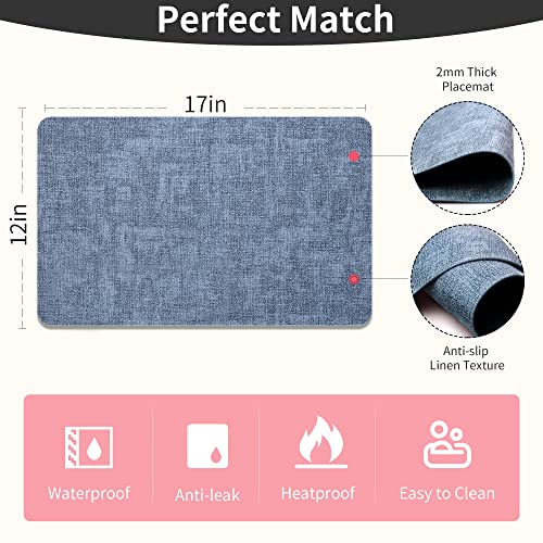 Maxpearl Faux Leather Placemats Set of 6 - Waterproof - Wipe Clean - Heat Resistant - Anti Slip Dining Table Place Mats, Suitable for Indoor & Outdoor Use, 17’’×12’’, Blue by Maxpearl - Used condition - Image 7
