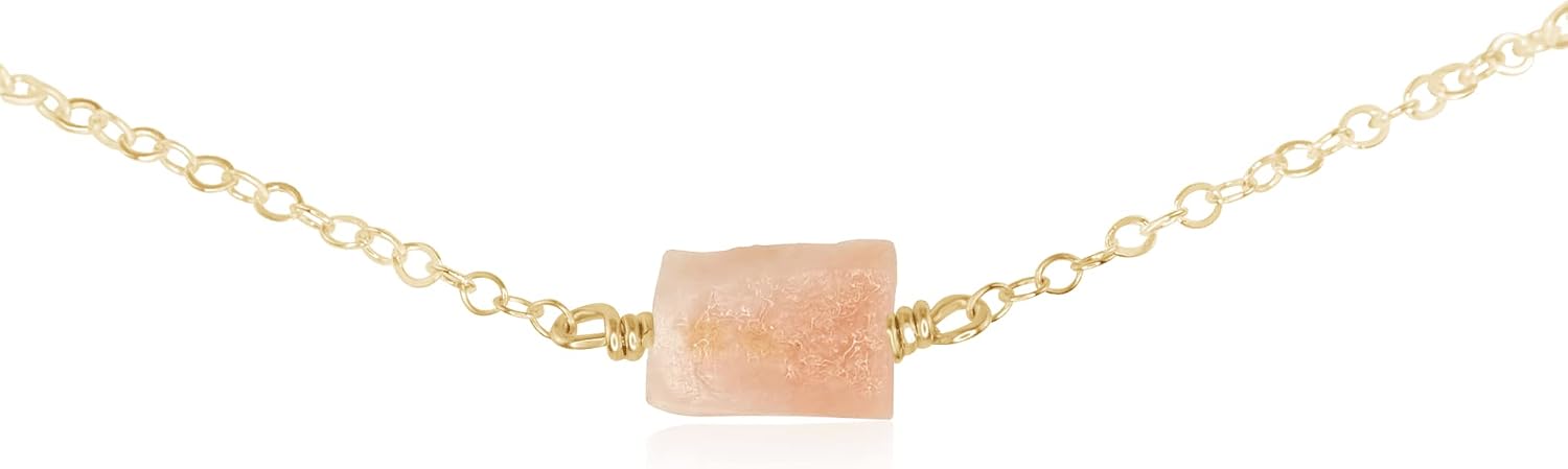 Luna Tide Pink Peruvian Opal Raw Nugget Choker in 14k Gold Fill