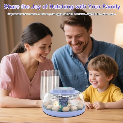 Egg Incubator for Hatching Chicks, Automatic Egg Turner Holds 18 Eggs, Smart Incubator 360° Clear Window with Temperature and Humidity Display Egg Candler for Small Poultry Ducks Quails Eggs - Image 6