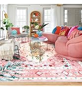 Amazon.com: CILEPMID Pink Boho Rug 5x7 FT Washable Light Pink Leopard ...