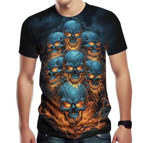 T-shirt crâne de flamme original vêtement fantaisie homme