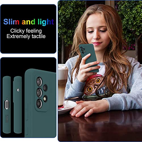 Image of LOXXO Microfiber Candy Case Compatible for Samsung Galaxy A32 4G Shockproof Slim Back Cover Liquid Silicone Bumper Camera Protective Phone Cover (Forest Green)
