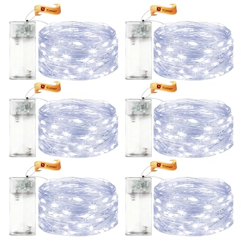 VIKY® 6 Stk LED Lichterkette Batterie mit Timer,3M 30 LED Micro...