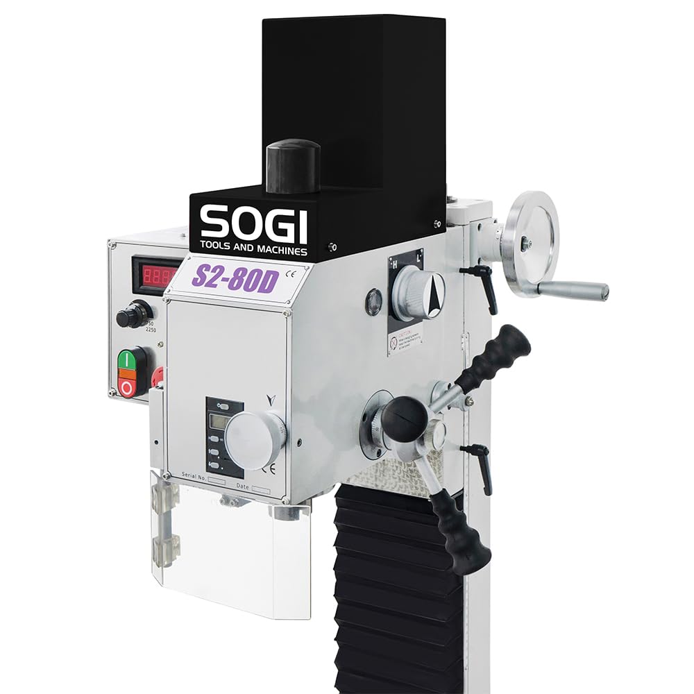 SOGI S2-80D Fresatrice verticale da banco per metalli - motore monofase 1.1 kW - testa inclinabile