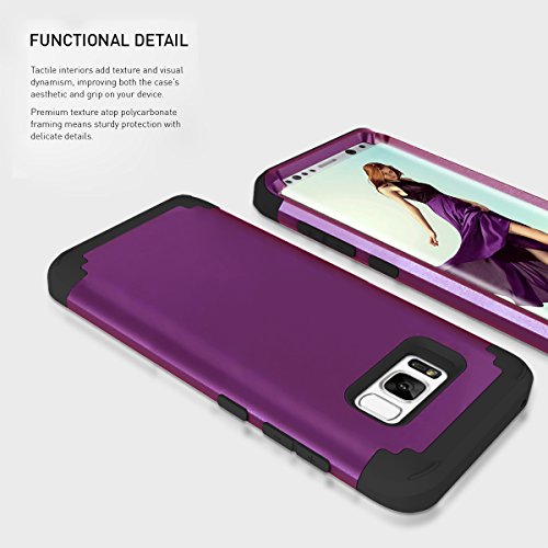 Asuwish Phone Case For Samsung Galaxy S8 Hard Cover Shockproof Soft Silicone Bumper Hybrid Three Layer Defender Heavy Duty Protective Cell Accessories Glaxay S 8 8S Edge Sm-G950U Cases Women Girl Dark Purple thumb #4