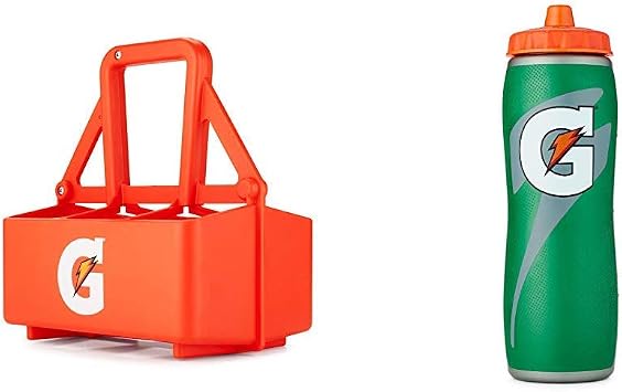 Gatorade 32oz 6ct Bottle Carrier, One Size, Orange & 32oz Gator-Skin Bottle, Green, One Size