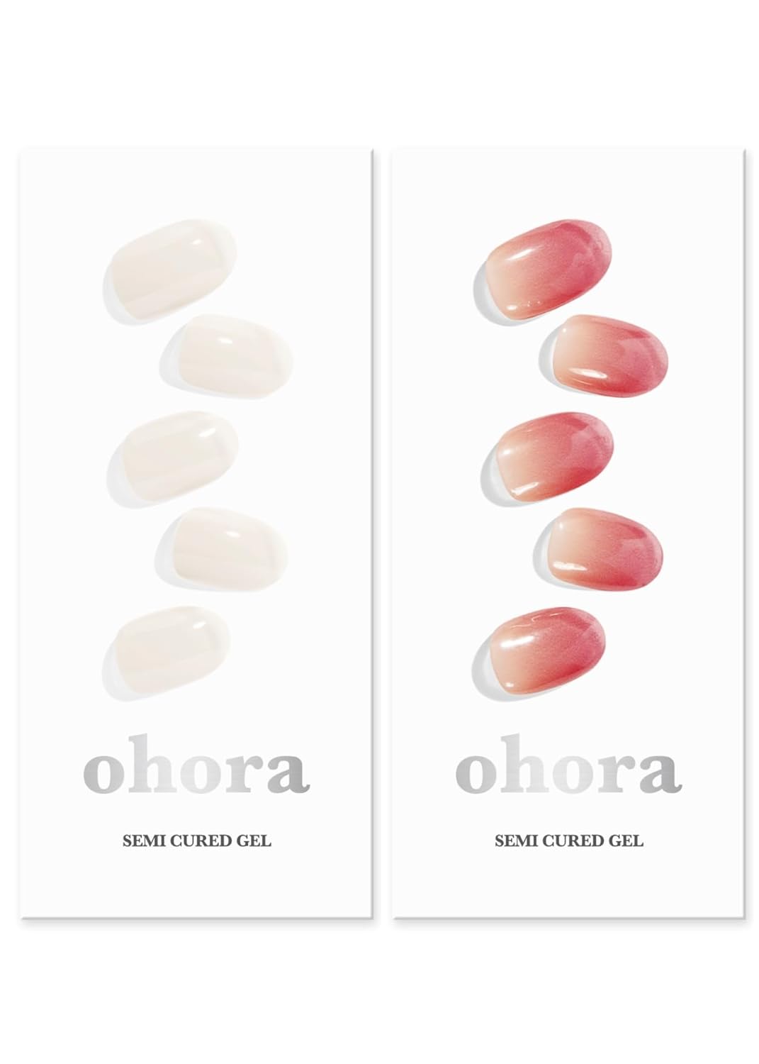 ohora Semi Cured Gel Nail Set of 2 (N Cream Cotton & N Basic Nails no.1) - Professional Salon-Quality Nail Care