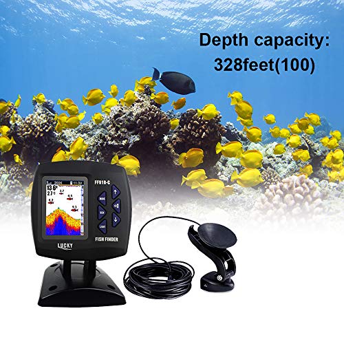 SIUKE Fish Finder FF918-C100DS Color Screen Wired Fish Finder Dual Frequency 328ft/100m Water Depth Boat Fish Finder - Thumbnail 7