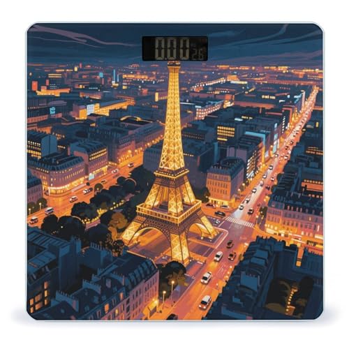 Báscula de baño digital con pantalla LCD y plataforma de vidrio templado miniatura 1