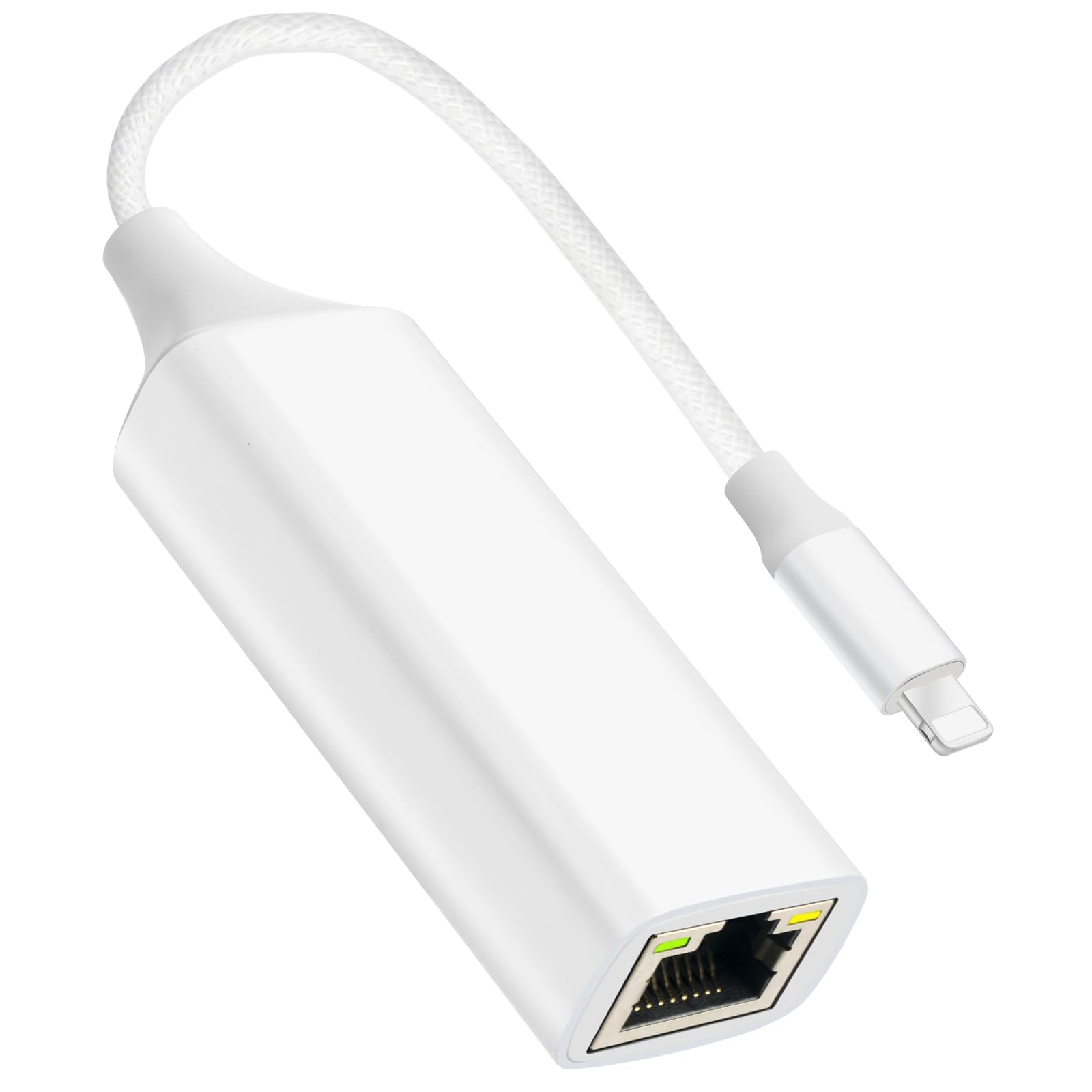 [Certificado MFi] Adaptador Lightning a Ethernet, adaptador de red LAN Ethernet de 100 Mbps Lightning a RJ45, compatible con i-Phone 14/13/12/11/i-Pad/i-Pod, Plug and Play (no POE)