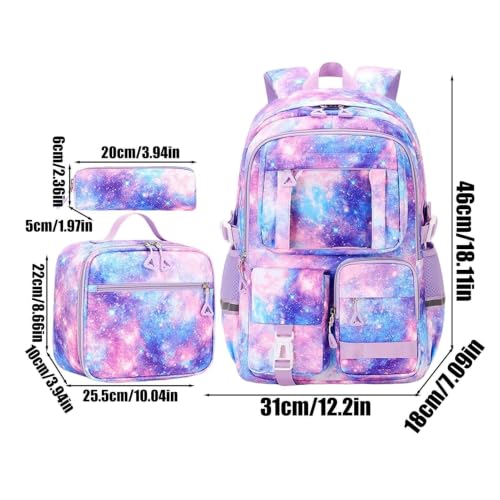 Mochila para niñas de 3 piezas que alivia la espalda con correa ajustable 5