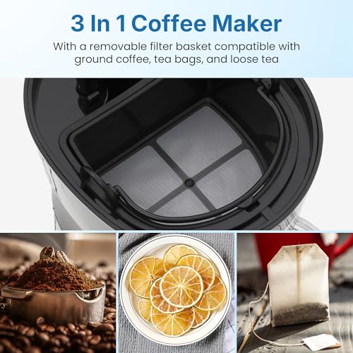 SUNVIVIPRO Iced Tea Maker Machine with 20OZ Pitcher, Cold Brew Coffee Maker with Reusable Filter, Strength Control for Flavor, Compact Single Serve Machine for Grounds/Tea for Home & Office, Black by SUNVIVIPRO - Image 4