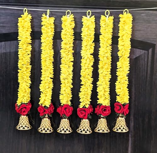 Durga Puja: Traditional vs Contemporary Decor 95 afarza Artificial Flower Garland Toran Red Rose Bell Wall Hanging...