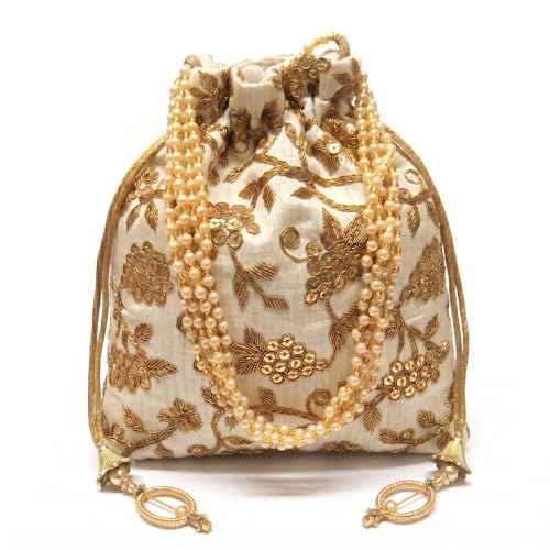 Image of Woman's Silk Hand Work Handbag Potli Bag