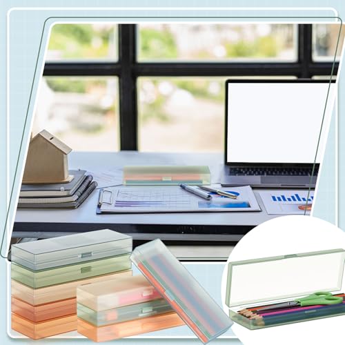 Image of Fainne 36 Pcs Plastic Pencil Case Bulk Plastic Pencil Boxes Frosted Pens Holder with Hinged Lid and Snap Closure for Stationery Organizer School Office (Morandi Color)
