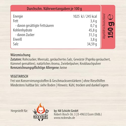 ROCK'N'RUBS - Pommes Gewürz Classic Bacon | Geschmack von geröstetem Bacon | Perfekt für Pommes und Kartoffelgerichte - Würzmischung | Gewürzdose, 150g